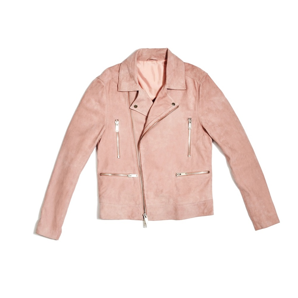 Guess His & Hers Unisex Pink Suede Jacket